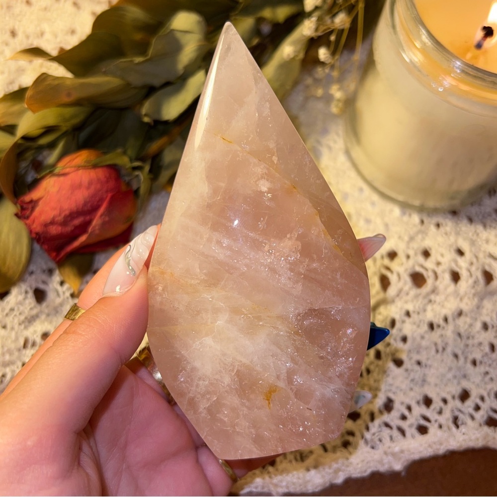 Rose Quartz X Golden Healer Teardrop